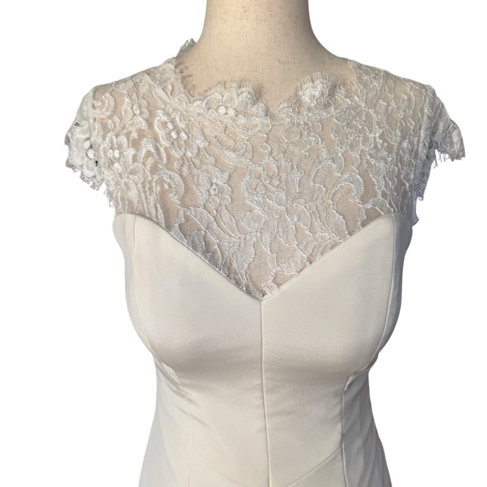BHLDN Nicole Miller Gown Lauren Lace Back Bridal Wedding Gown Dress Train size 0 - Picture 3 of 16